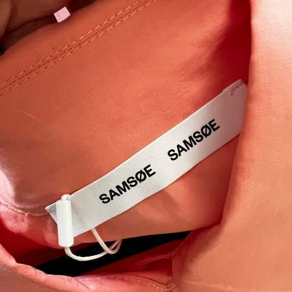 NWT SAMSOE SAMSOE Ylva Lyocel Mix Summer Button Down Dress Coral Small - Picture 6 of 7